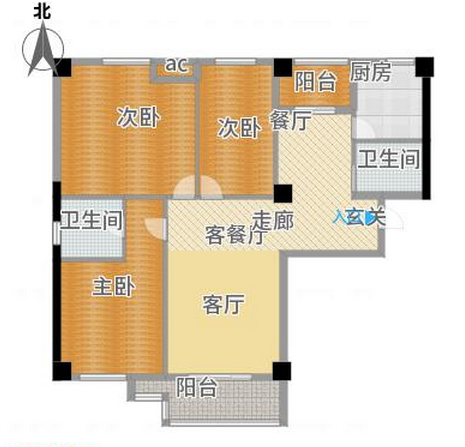 世纪天成3室2厅毛坯出售_7