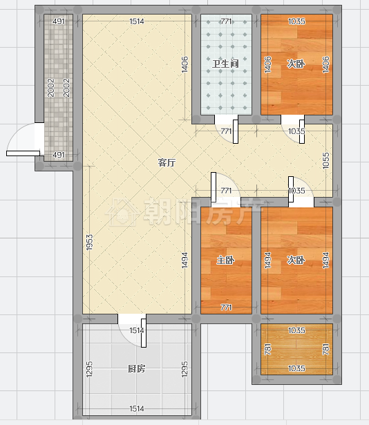 新时代广场3室2厅127平米中装78万_10