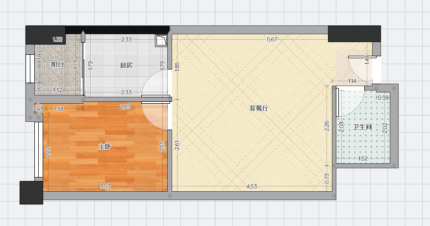 金地俊园50平米中装小公寓拎包即住