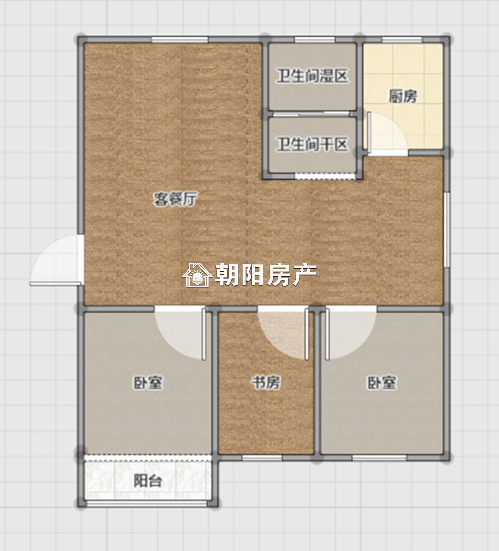 商贸文化广场 109平 南向三居 采光好 3835元/平 简装