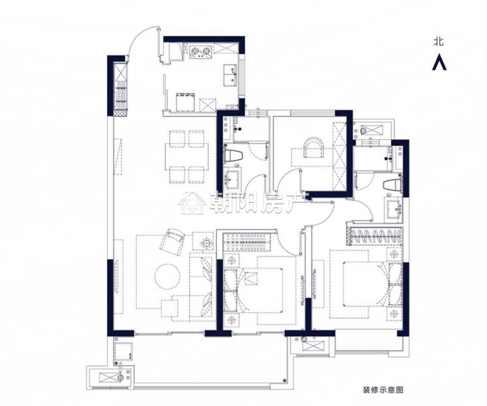 富力城 119平 南向三室 毛坯免税 学区房随时看
