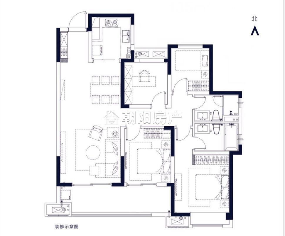 富力城 135平 南向四室 免税学区房 4740元/平