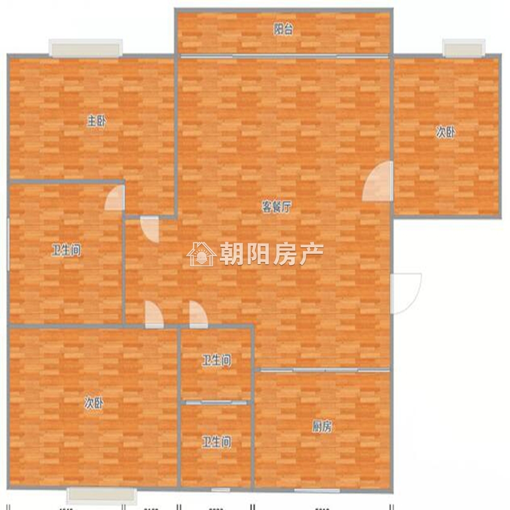 朝阳雅园 135平 南向三室二厅 毛坯 3396元/平