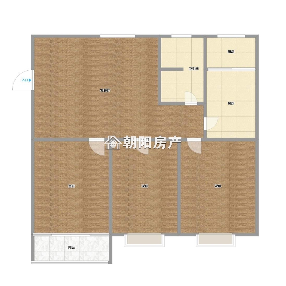 金山花园 105平 南向三室两厅 采光好 单价2754元/平