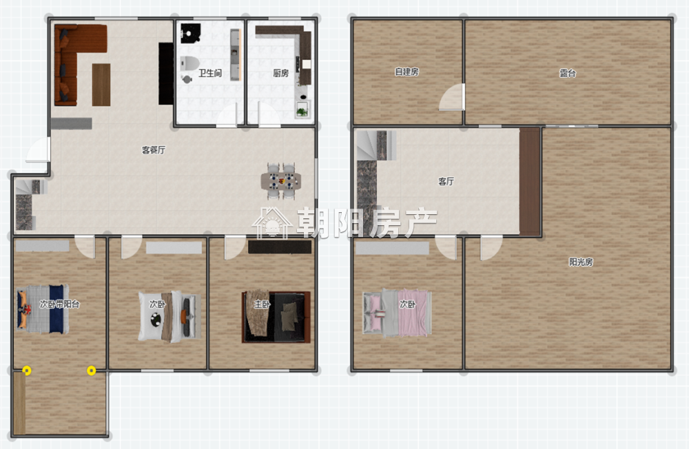 矿内村 161平 南向四室 满两年 单价3839元/平