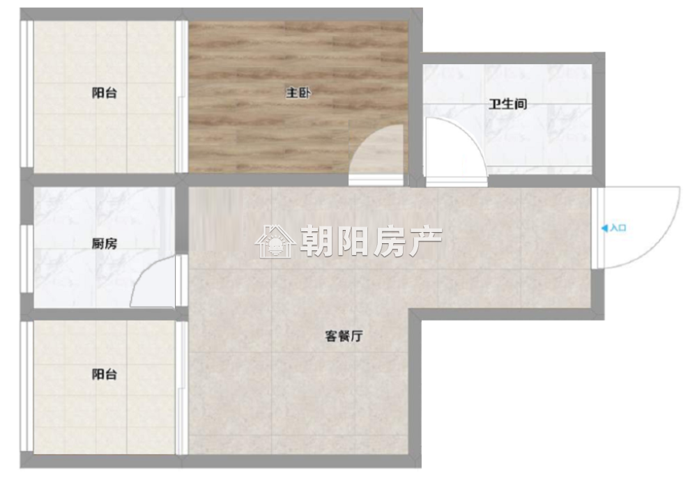 朝阳帝堡 57平 西向精装一室 学区房 满两年
