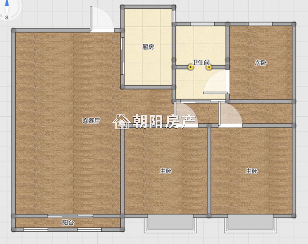 万茂华府 108平 朝南三室 学区房 毛坯