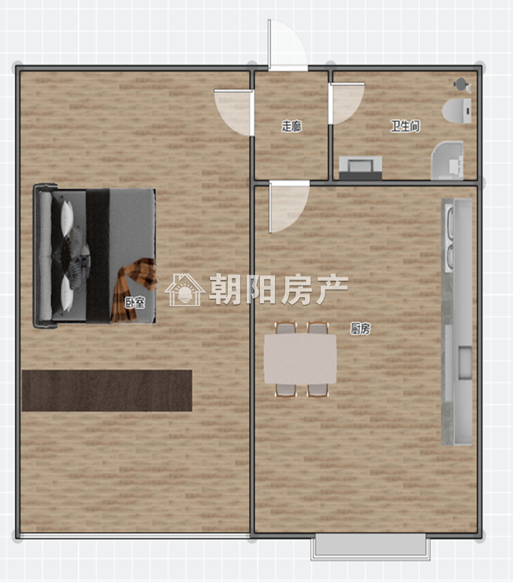 朝阳菜市场 55平 精装朝南一居 学区房 采光好