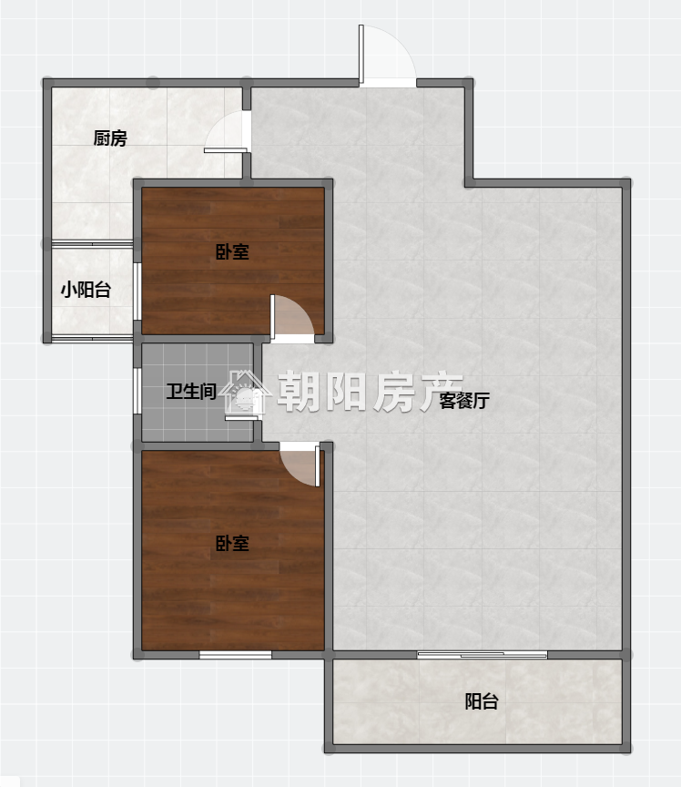 瀚城一期 84平 朝南两室 采光好 单价5910元/平