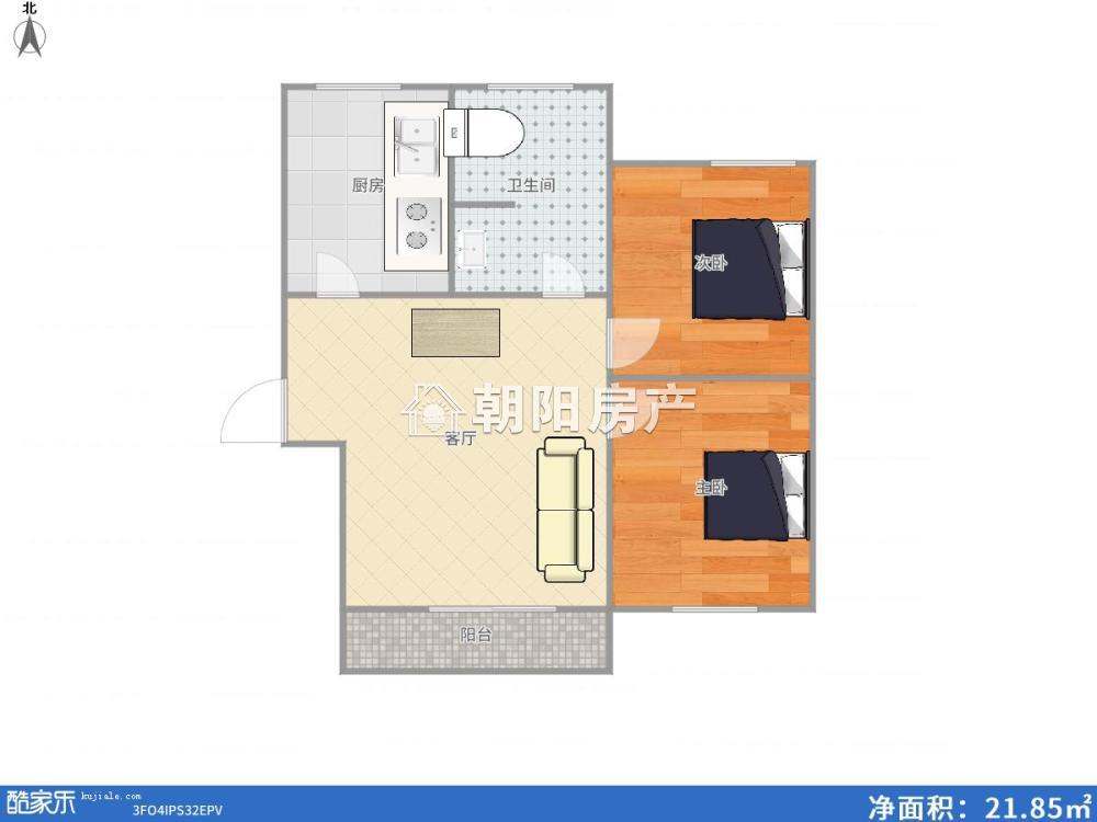 惠利商住楼 83平 朝南两居精装 学区房 采光好