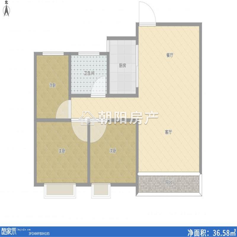 翰林首府 91平 南向三居 满两年 7103元/平