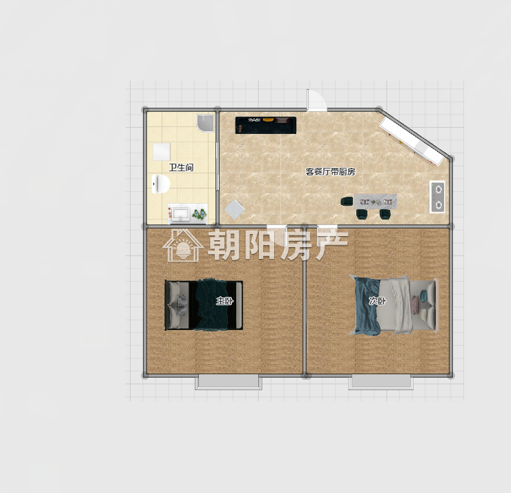 中央国际广场 58平 南向精装一居 满两年 学区房