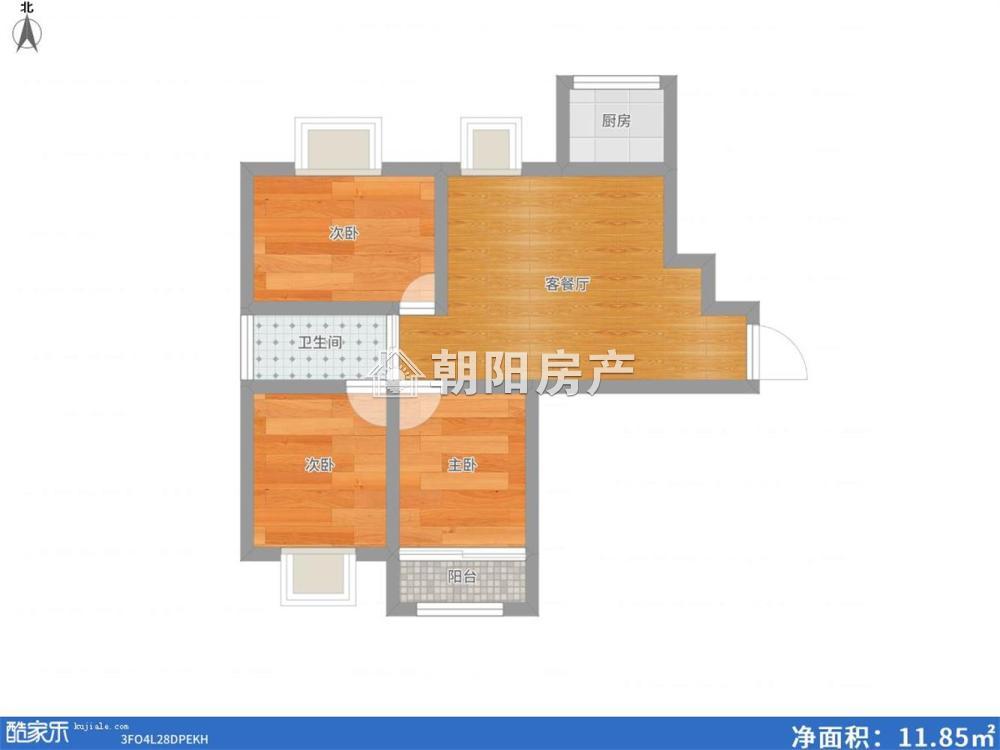东华鑫城 116平 南向三室采光好 满两年 2586元/平