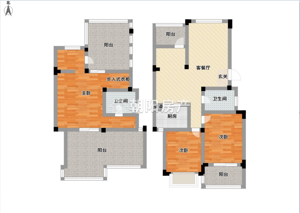 东城国际 133平 南向三室 2701元/平 毛坯多层