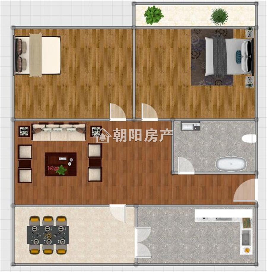 新社三村 65平 南向两居采光好 满两年 简装