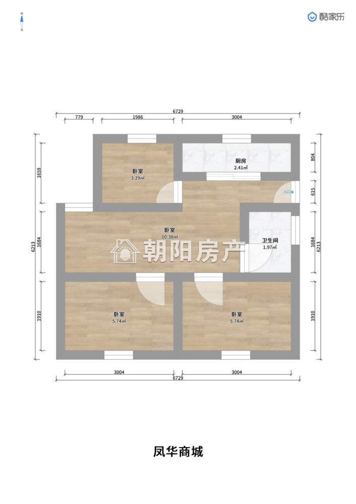 凤华商城 120平 南向三室 交通便利 简装