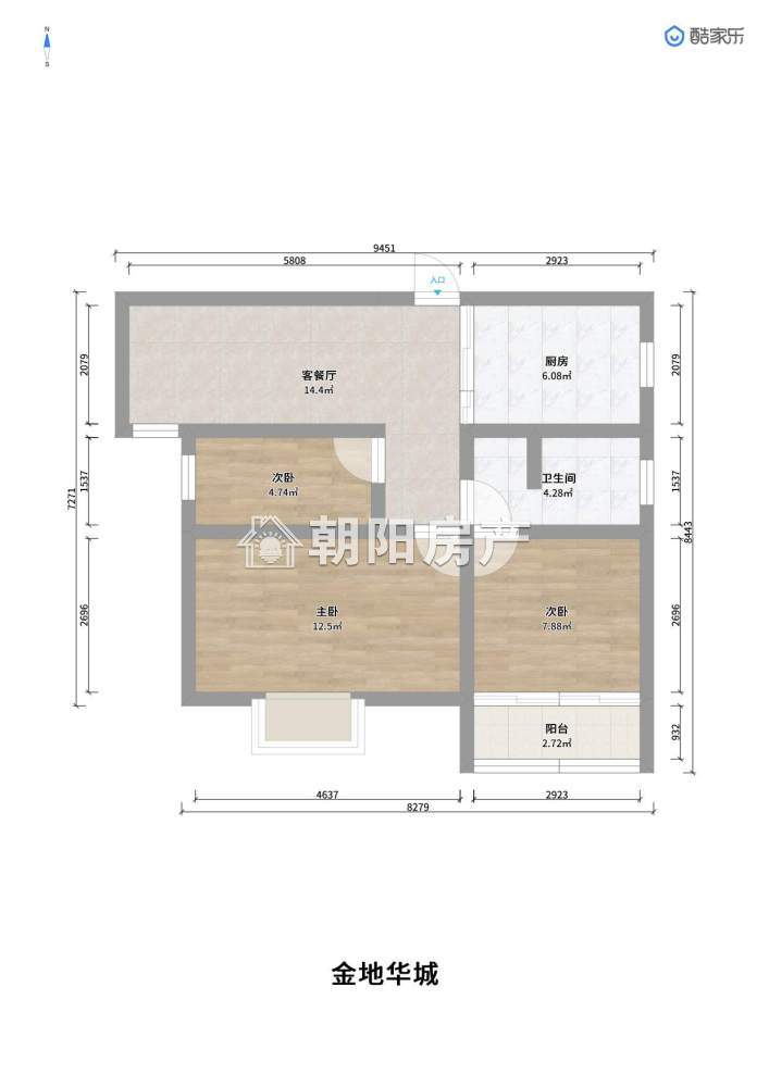 金地华府 94平 朝南三室 交通便利 学区房