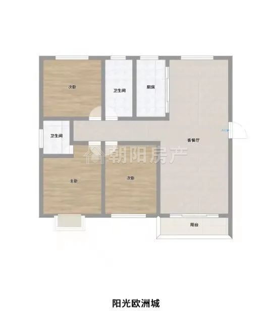 阳光欧洲城 115平 南向三室简装 满两年学区房 6902元/平
