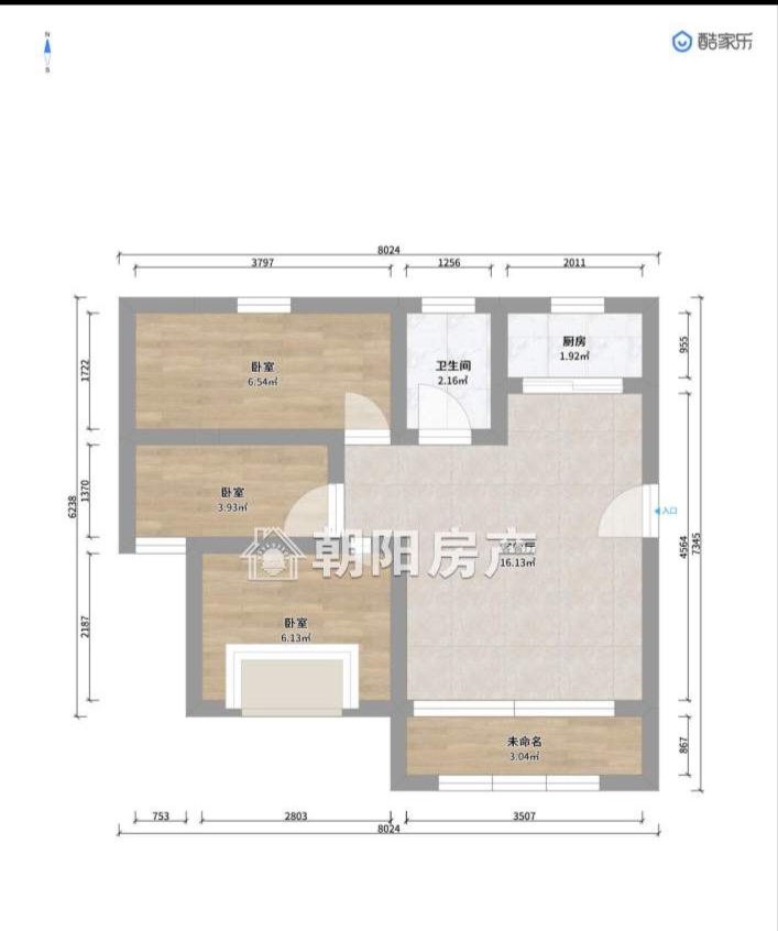 金地华府90平方3室简装出租_12