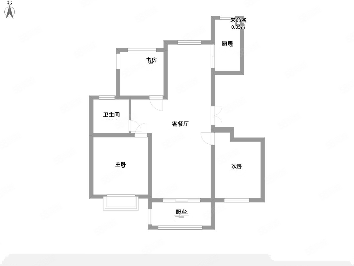 新城区 环球 港一期三室二厅二卫毛坯出售_12