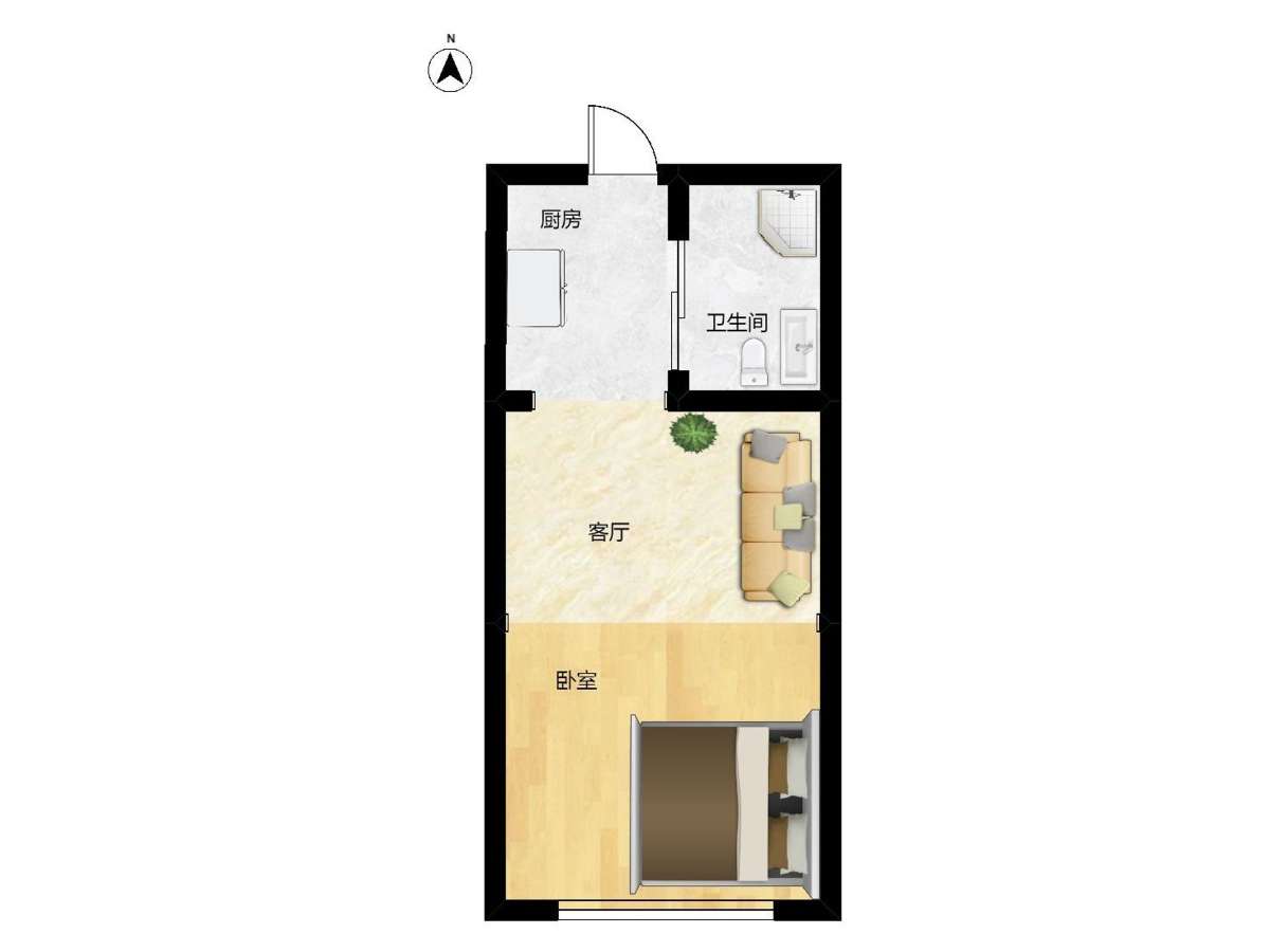 上品印象 1室1厅出租  家具家电齐全  _11