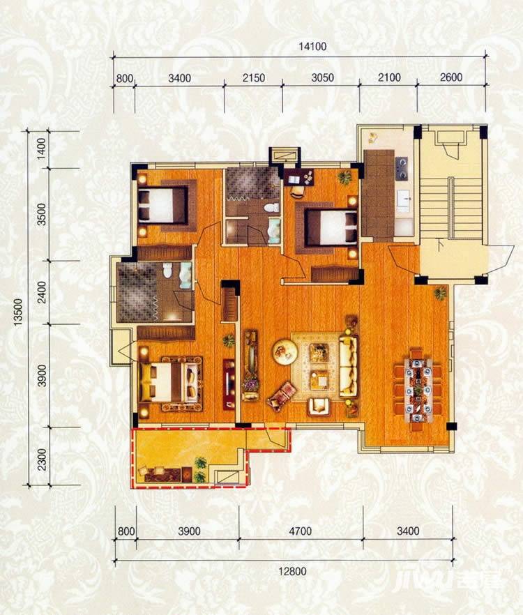 97平退台洋房二层毛坯